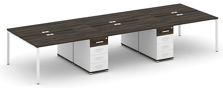 Рабочая станция на 6 мест с четыремя опорными тумбами CN.DRS-450 B/W