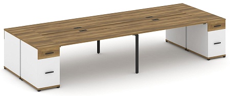 Рабочая станция на 4 места с двумя опорными тумбами CN.DRS-432 B/W