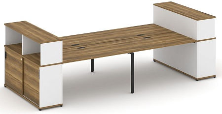 Рабочая станция с опорными шкафами купе с надставкой низкой CN.DRS-283 B/W