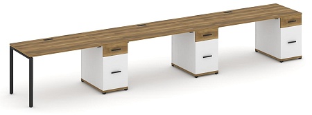Рабочая станция на 3 места с тремя опорными тумбами CN.ORS-446 B/W
