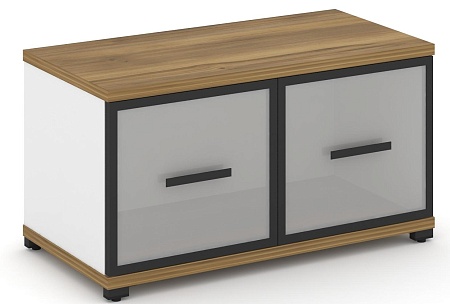 Шкаф одна широкая секция, 1 ниша (2 фасада стекло белое матовое в раме, 1 ниша) CN.STS-113 RM B/W