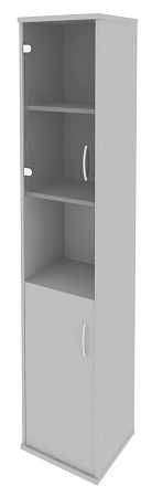 Шкаф высокий узкий левый (1 низкая дверь ЛДСП, 1 низкая дверь стекло) А.СУ-1.4 (L)