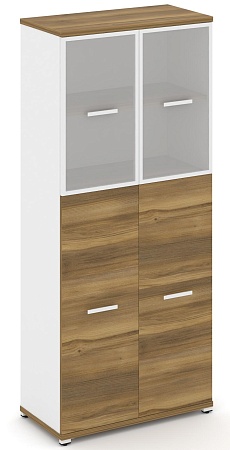 Шкаф одна широкая секция, 5 ниш (2 фасада ЛДСП, 3 ниши + 2 фасада стекло белое матовое в раме, 2 ниши) CN.STS-515 RM B/W