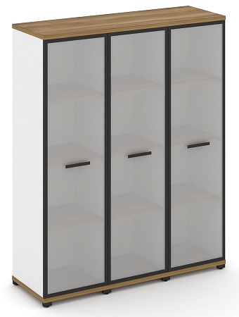 Шкаф три узкие секции, 4 ниши (3 фасада стекло белое матовое в раме, 4 ниши) CN.STU-436 RM B/W