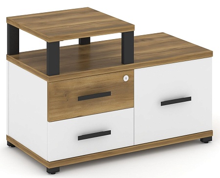Тумба приставная широкая 2 ящика + 1 распашной фасад. С надставкой узкой. CN.TSP-005 B/W