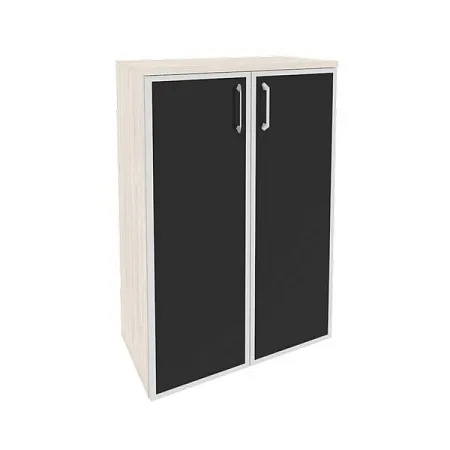 Шкаф средний широкий (2 средних фасада стекло лакобель в раме) O.ST-2.4Rblack