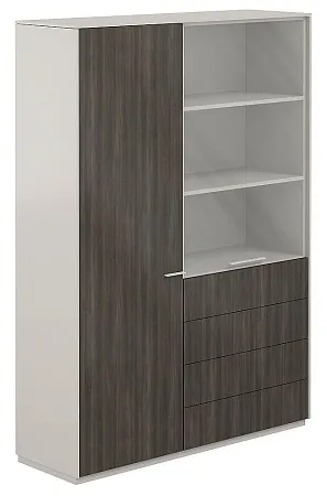 Шкаф высокий + Шкаф высокий со стеклом прозр., 4 ящ. NZ-0301+NZ-0302