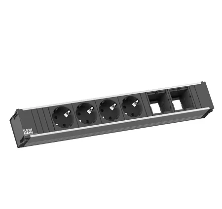 CONI large розеточный блок 4+2 ЧЕРНЫЙ-АЛЮМ 912.007