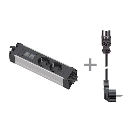 STEP 2x220V+2xRJ45+кабель ЧЕРНЫЙ-АЛЮМ STEP 2x220V+...